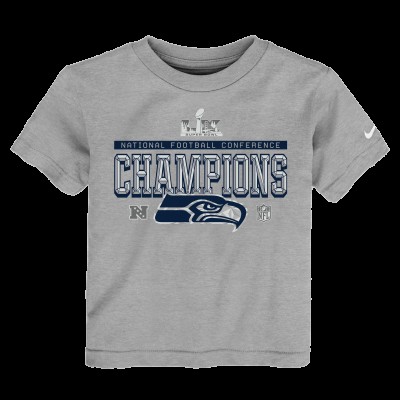 Toddler Seattle Seahawks Nike Gray 2025 NFC Champions Locker Room Trophy Collection T-Shirt