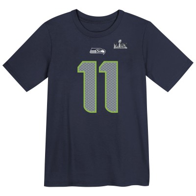 Preschool Seattle Seahawks Jaxon Smith-Njigba Nike College Navy Super Bowl LX Patch Name & Number T-Shirt