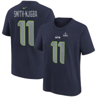 Подростковая Seattle Seahawks Jaxon Smith-Njigba Nike College Navy Super Bowl LX Patch Name & Number T-Shirt