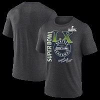 Seattle Seahawks Charcoal Super Bowl LX Retro Tri-Blend T-Shirt