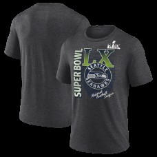 Seattle Seahawks Charcoal Super Bowl LX Retro Tri-Blend T-Shirt Seattle Seahawks Charcoal Super Bowl LX Retro Tri-Blend T-Shirt