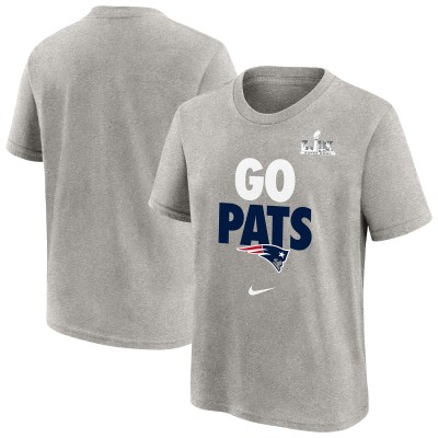 Подростковая New England Patriots Nike Gray Super Bowl LX Fast As Fast Gets Hometown Slogan T-Shirt