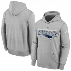 Подростковая New England Patriots Nike Gray 2025 AFC Champions Locker Room Trophy Collection Authentic Hoodie