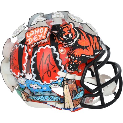 Joe Burrow Cincinnati Bengals Autographed Fanatics Authentic Riddell Speed Mini Helmet - Art by Charles Fazzino - WN55916218