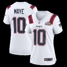 Женская New England Patriots Drake Maye Nike White Super Bowl LX Patch Game Jersey Женская New England Patriots Drake Maye Nike White Super Bowl LX Patch Game Jersey