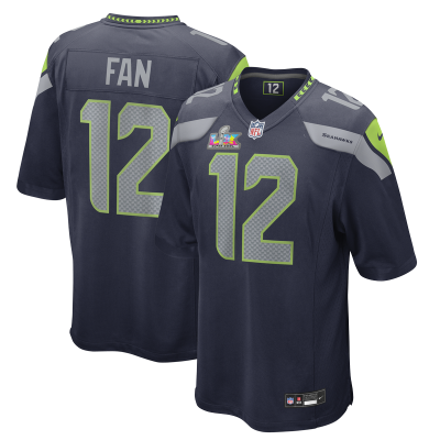 Игровая джерси Seattle Seahawks 12s Nike College Navy Super Bowl LX Patch Game