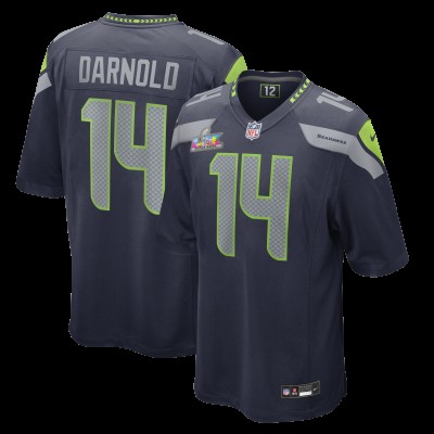 Seattle Seahawks Sam Darnold Nike College Navy Super Bowl LX Patch Game Jersey