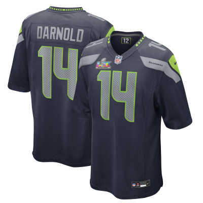 Seattle Seahawks Sam Darnold Nike College Navy Super Bowl LX Patch Game Jersey