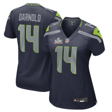 Женская Seattle Seahawks Sam Darnold Nike College Navy Super Bowl LX Patch Game Jersey