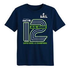 Preschool Seattle Seahawks Fanatics College Navy Super Bowl LX Champions On Top T-Shirt