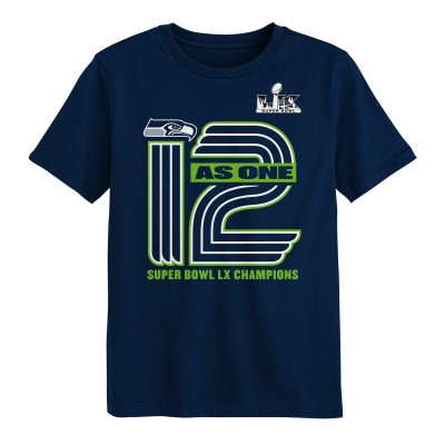 Preschool Seattle Seahawks Fanatics College Navy Super Bowl LX Champions On Top T-Shirt