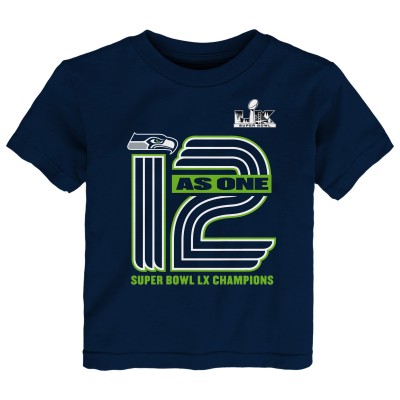Toddler Seattle Seahawks Fanatics College Navy Super Bowl LX Champions On Top T-Shirt