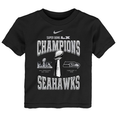 Toddler Seattle Seahawks Nike Black Super Bowl LX Champions Locker Room Trophy Collection T-Shirt