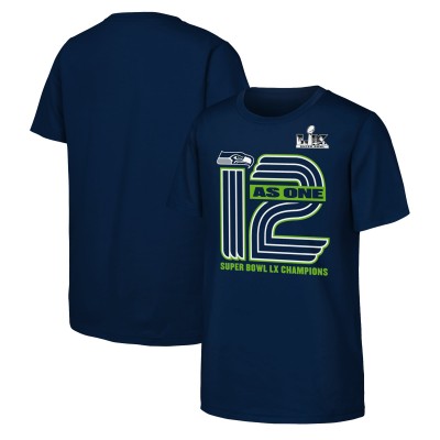Подростковая Seattle Seahawks Fanatics College Navy Super Bowl LX Champions Hometown Collection T-Shirt