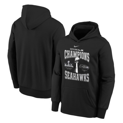 Подростковая Seattle Seahawks Nike Black Super Bowl LX Champions Locker Room Trophy Collection Authentic Hoodie