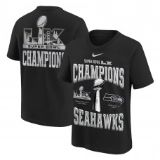 Подростковая Seattle Seahawks Nike Black Super Bowl LX Champions Locker Room Trophy Collection Authentic T-Shirt