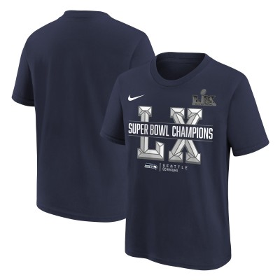 Подростковая футболка Seattle Seahawks Nike College Navy Super Bowl LX Champions