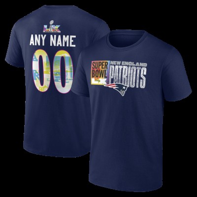 New England Patriots Navy Super Bowl LX Custom Name & Number T-Shirt