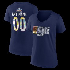 Женская Seattle Seahawks College Navy Super Bowl LX Custom Name & Number V-Neck T-Shirt Женская Seattle Seahawks College Navy Super Bowl LX Custom Name & Number V-Neck T-Shirt