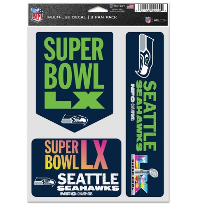 Seattle Seahawks WinCraft 2025 NFC Champions Three-Piece Fan Decal Set