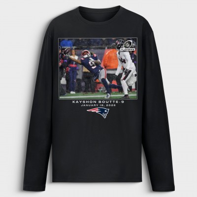 New England Patriots Kayshon Boutte Black NFL Flash Features Long Sleeve T-Shirt