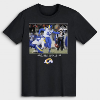 Los Angeles Rams Harrison Mevis Black NFL Flash Features T-Shirt
