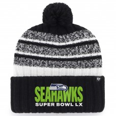Шапка с помпоном Seattle Seahawks 47 Black Super Bowl LX Tavern Шапка с помпоном Seattle Seahawks 47 Black Super Bowl LX Tavern