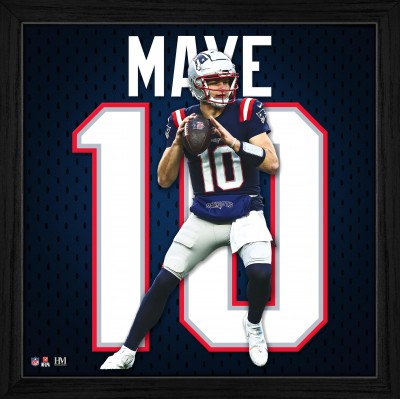 New England Patriots Drake Maye Highland Mint 13 x 13 Impact Jersey Framed Photo
