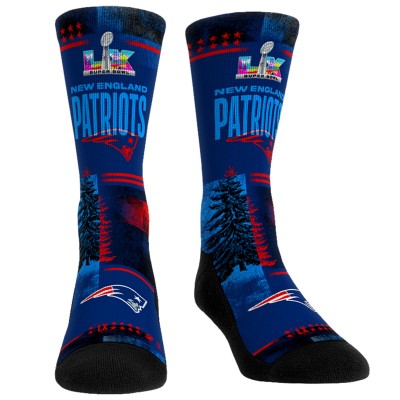 Unisex New England Patriots Rock Em Socks Navy Super Bowl LX Ink Stripe Crew Socks