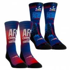Unisex New England Patriots Rock Em Socks Navy 2025 AFC Champions Two-Pack Crew Sock Set Unisex New England Patriots Rock Em Socks Navy 2025 AFC Champions Two-Pack Crew Sock Set
