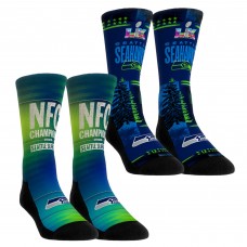 Unisex Seattle Seahawks Rock Em Socks College Navy 2025 NFC Champions Two-Pack Crew Sock Set Unisex Seattle Seahawks Rock Em Socks College Navy 2025 NFC Champions Two-Pack Crew Sock Set