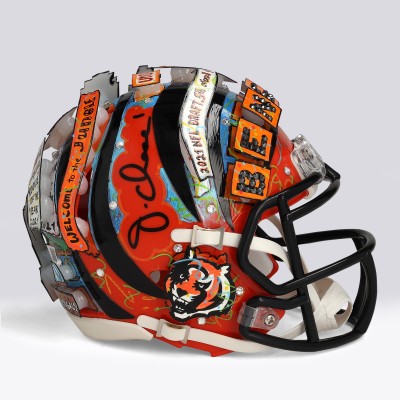 JaMarr Chase Cincinnati Bengals Autographed Fanatics Authentic Riddell Speed Mini Helmet - Art by Charles Fazzino - WN55916245