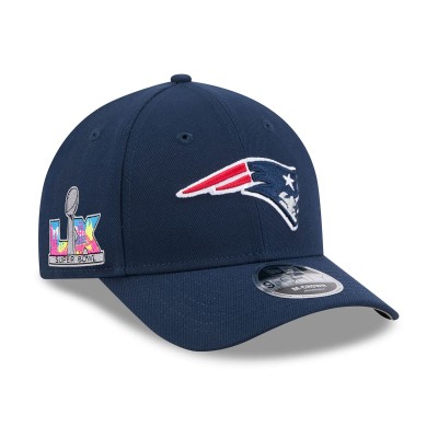 Бейсболка New England Patriots New Era Navy Super Bowl LX Side Patch 9FORTY M-Crown