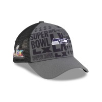Бейсболка Seattle Seahawks New Era Charcoal Super Bowl LX 9FORTY A-Frame Trucker