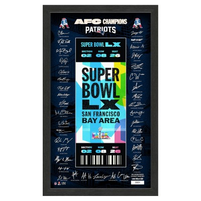 New England Patriots Highland Mint 2025 AFC Champions 12 x 20 Signature Ticket Frame