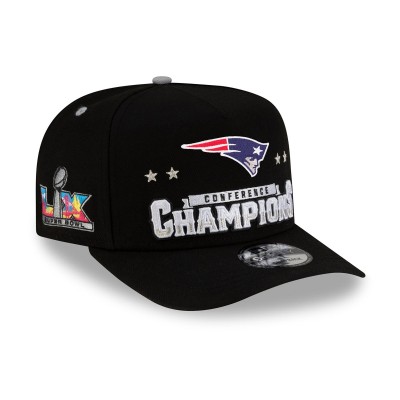 Бейсболка New England Patriots New Era Black 2025 AFC Champions Locker Room Trophy Collection A-Frame 9FIFTY Snapback