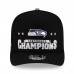 Бейсболка Seattle Seahawks New Era Black 2025 NFC Champions Locker Room Trophy Collection A-Frame 9FIFTY Snapback