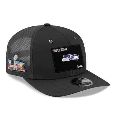 Бейсболка Seattle Seahawks New Era Charcoal Super Bowl LX Opening Night 9SEVENTY