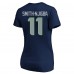  Женская футболка Seattle Seahawks Jaxon Smith-Njigba Fanatics College Navy Super Bowl LX Patch Plus Size Name & Number V-Neck