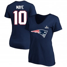 Женская New England Patriots Drake Maye Fanatics Navy Super Bowl LX Patch Plus Size Name & Number V-Neck T-Shirt Женская New England Patriots Drake Maye Fanatics Navy Super Bowl LX Patch Plus Size Name & Number V-Neck T-Shirt