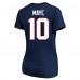 Женская New England Patriots Drake Maye Fanatics Navy Super Bowl LX Patch Plus Size Name & Number V-Neck T-Shirt