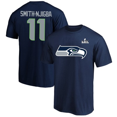 Seattle Seahawks Jaxon Smith-Njigba Fanatics College Navy Super Bowl LX Patch Big & Tall Name & Number T-Shirt