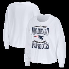 Женская New England Patriots WEAR by Erin Andrews White Super Bowl LX Cropped Long Sleeve T-Shirt Женская New England Patriots WEAR by Erin Andrews White Super Bowl LX Cropped Long Sleeve T-Shirt
