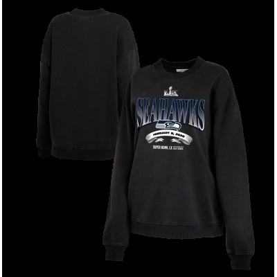 Женская Seattle Seahawks WEAR by Erin Andrews Black Super Bowl LX Fleece Sweatshirt