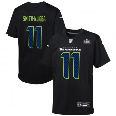 Подростковая Seattle Seahawks Jaxon Smith-Njigba Nike Black Super Bowl LX Patch Carbon Fashion Game Jersey