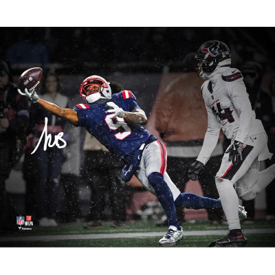 Kayshon Boutte New England Patriots Autographed Fanatics Authentic 8 x 10 2025 AFC Divisional Round One-Handed Touchdown Catch Spotlight Photograph