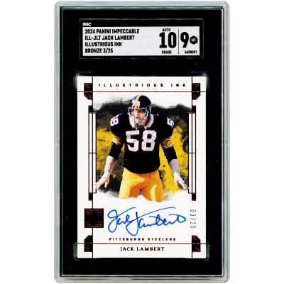 Jack Lambert Pittsburgh Steelers Autographed 2024 Panini Impeccable Illustrious Ink Bronze #ILL-JLT #3/25 SGC Authenticated 9/10 Card