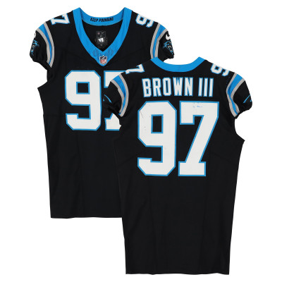 Игровая джерси Bobby Brown III Carolina Panthers Fanatics Authentic #97 Black Nike vs. Los Angeles Rams on January 10, 2026