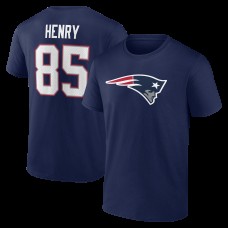 New England Patriots Hunter Henry Navy Icon Name & Number T-Shirt