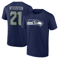 Seattle Seahawks Devon Witherspoon College Navy Icon Name & Number T-Shirt